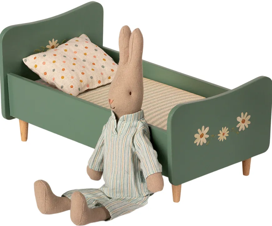 Outlet Mini Wooden Bed - Mint Blue Bedroom