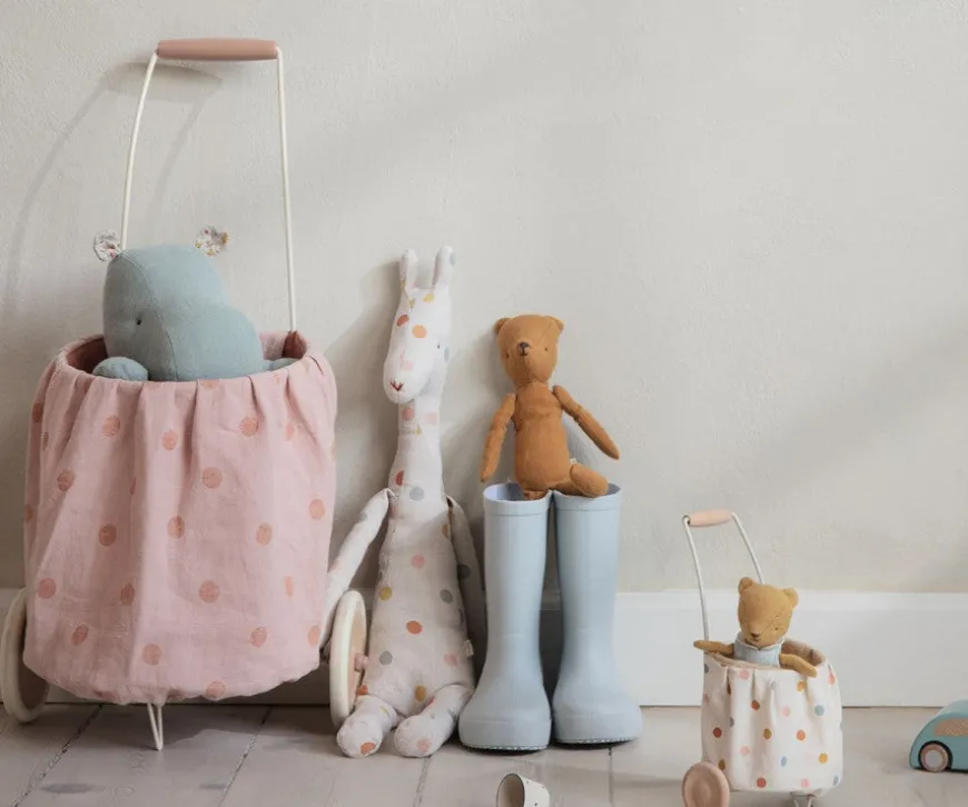 trolley_multi_dots__rose_2.webp Store Trolley, Multi Dots - Rose Decoration & Storage